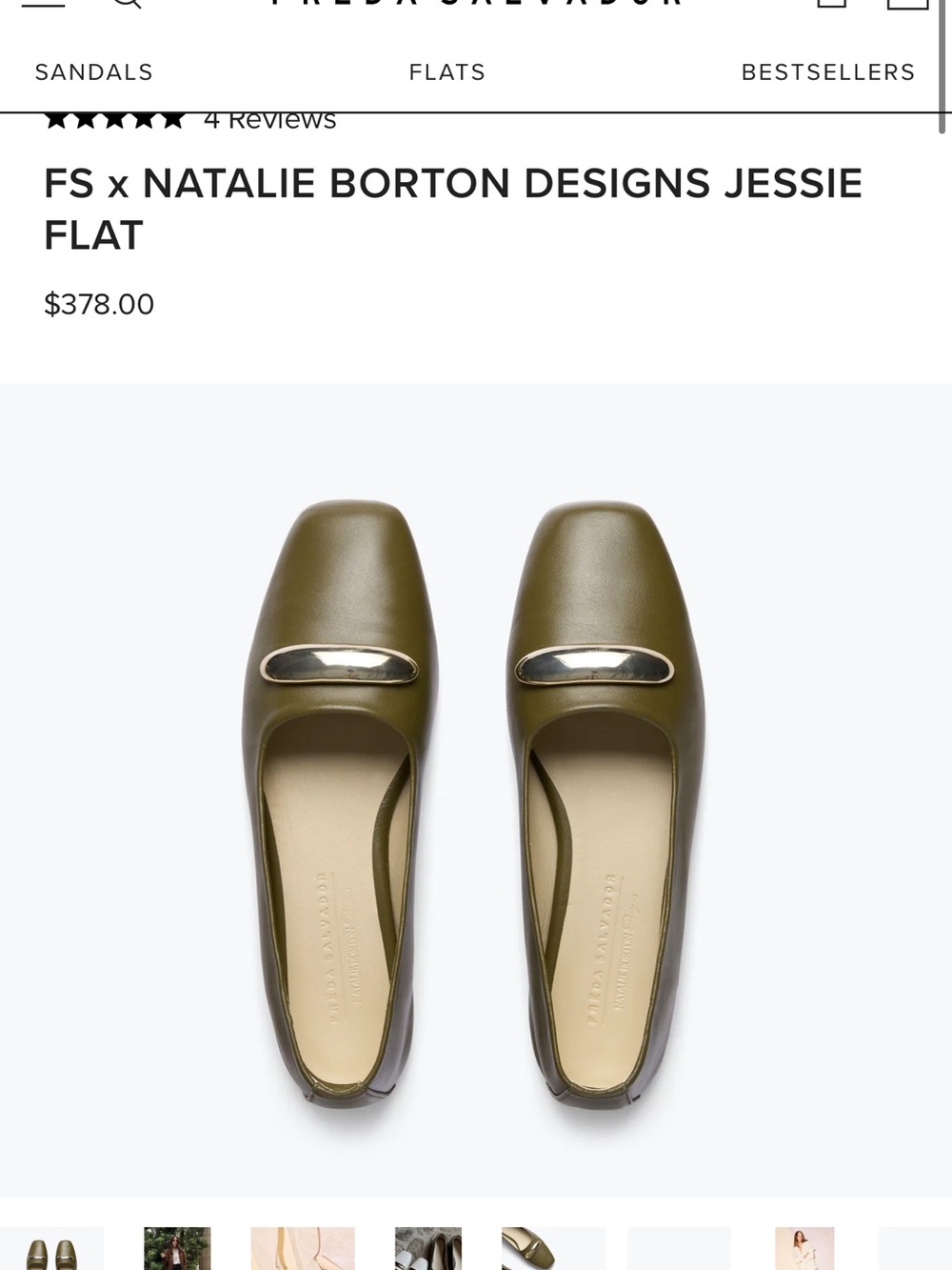 Freda Salvador Olive Green Jessie Flat with Metallic Accent